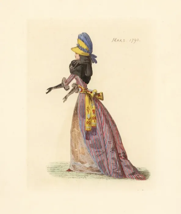 Framed Print : French woman wearing the fashion of March 1790 Framed Print : French woman wearing the fashion of March 1790