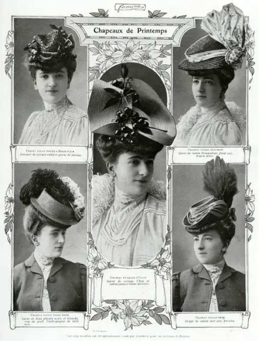 Framed Print : French woman wearing straw hats for Spring 1906 Framed Print : French woman wearing straw hats for Spring 1906