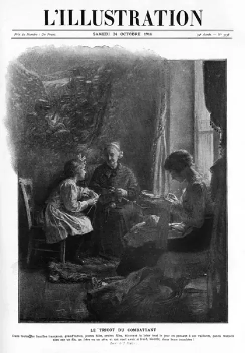 Framed Print : French women knitting for soldiers, WW1 Framed Print : French women knitting for soldiers, WW1