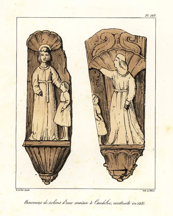 Framed Print : French women's and children's costumes, 13th century Framed Print : French women's and children's costumes, 13th century