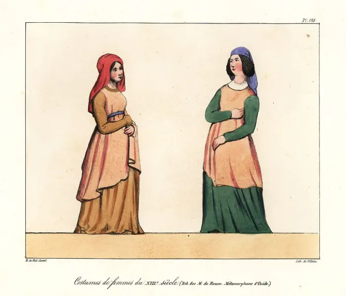 Framed Print : French women's costumes of the 13th century Framed Print : French women's costumes of the 13th century