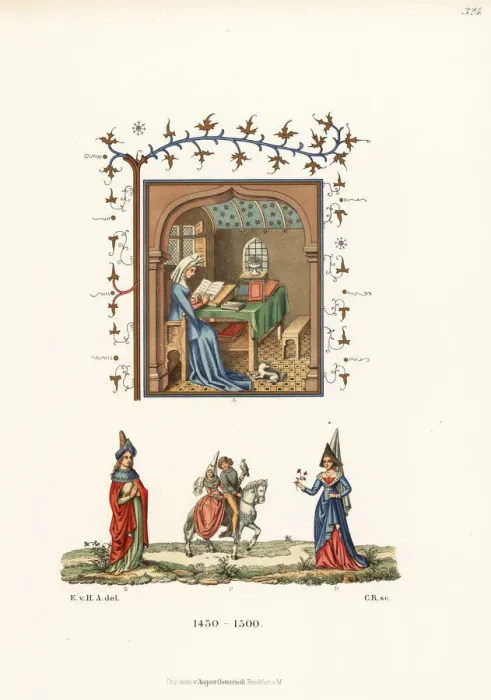 Framed Print : French womens costumes of the 15th century Framed Print : French womens costumes of the 15th century