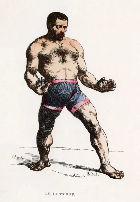 Framed Print : FRENCH WRESTLER 1850 Framed Print : FRENCH WRESTLER 1850
