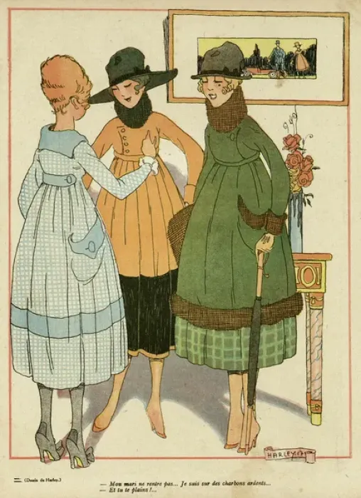 Framed Print : Three Frenchwomen in fashionable outfits, WW1 Framed Print : Three Frenchwomen in fashionable outfits, WW1