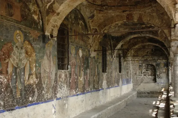 Framed Print : Frescoes. Exonarthex of Saint Nicholas Church. By Zografi s Framed Print : Frescoes. Exonarthex of Saint Nicholas Church. By Zografi s