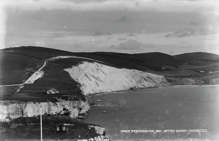 Framed Print : Freshwater Bay, Afton Down Framed Print : Freshwater Bay, Afton Down