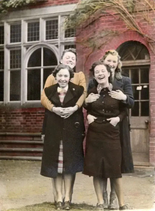 Framed Print : Friendship - four girls, 1940s Framed Print : Friendship - four girls, 1940s