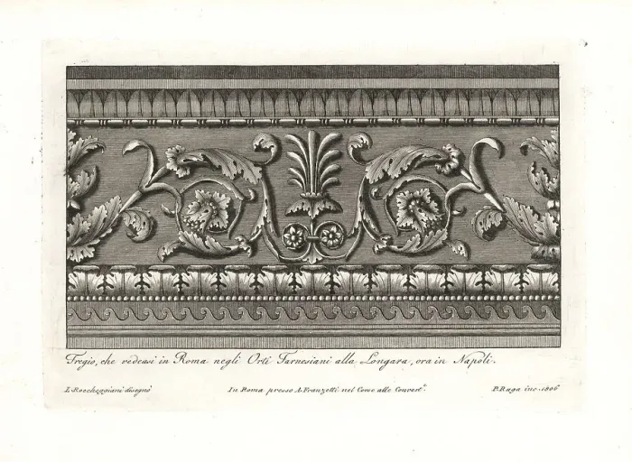 Framed Print : Frieze with decorative foliage from the Farnese Gardens, Rome Framed Print : Frieze with decorative foliage from the Farnese Gardens, Rome