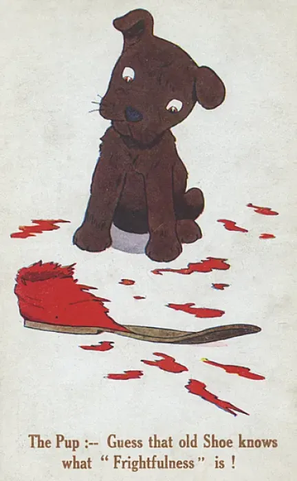 Framed Print : Frightfulness - WW1 humorous dog postcard Framed Print : Frightfulness - WW1 humorous dog postcard