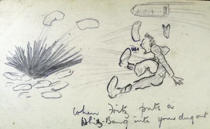 Framed Print : When Fritz puts a Whiz Bang into your dug out Framed Print : When Fritz puts a Whiz Bang into your dug out