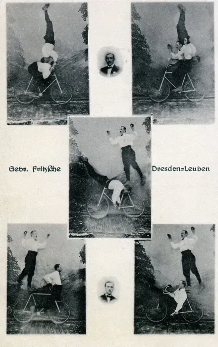 Framed Print : The Fritzsche brothers - German Bicycle Acrobats