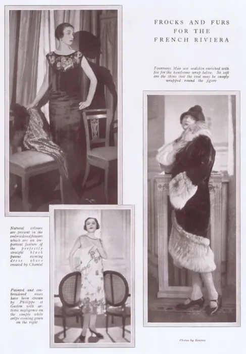 Framed Print : Three frocks and furs for the French Riviera, 1925 Framed Print : Three frocks and furs for the French Riviera, 1925