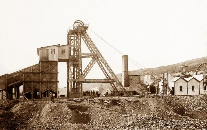 Framed Print : Frongoch lead and zinc mine near Pontrhydygroes early 1900s Framed Print : Frongoch lead and zinc mine near Pontrhydygroes early 1900s