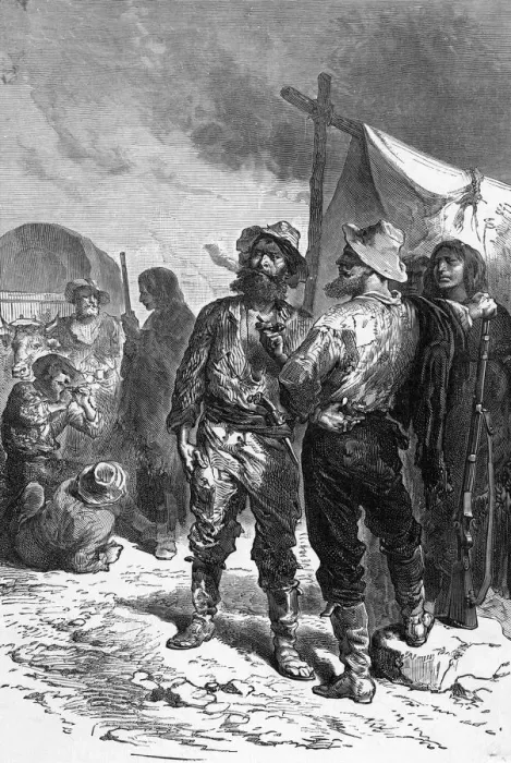 Framed Print : Frontiersmen trade with native Americans Framed Print : Frontiersmen trade with native Americans