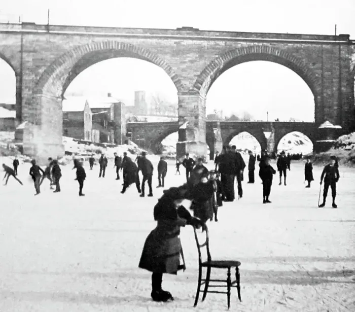 Framed Print : Frozen River Tees, Yarm on Tees in the early 1880s Framed Print : Frozen River Tees, Yarm on Tees in the early 1880s