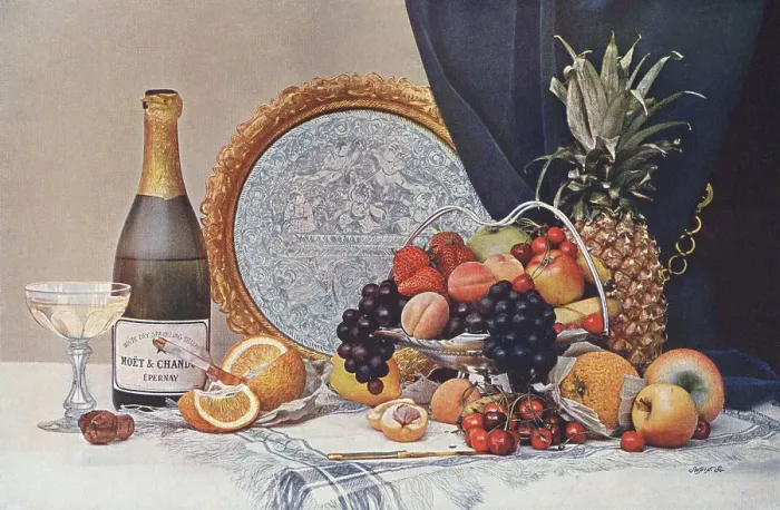Framed Print : Fruit and Champagne Framed Print : Fruit and Champagne