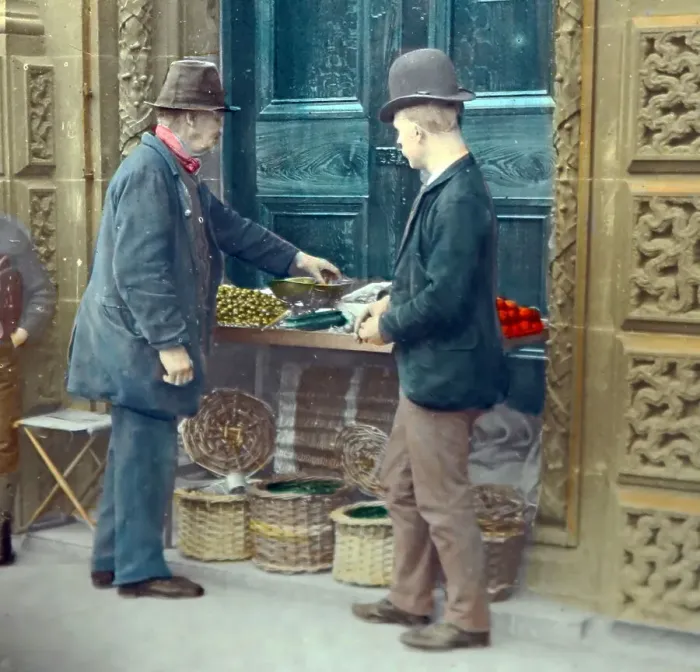 Framed Print : Fruit seller, Victorian period Framed Print : Fruit seller, Victorian period