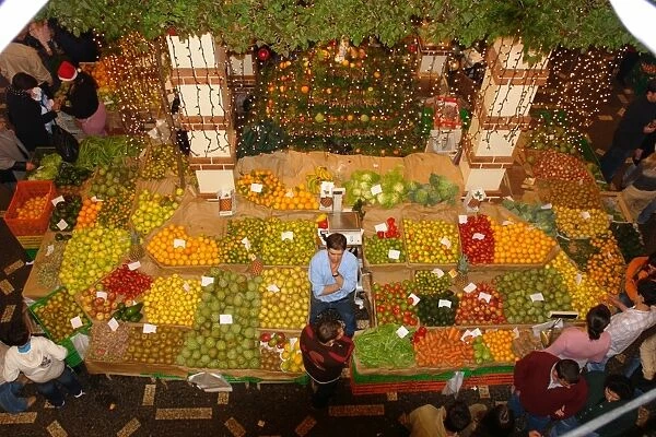 Fruit stall at Christmas, Funchal, Madeira, Portugal