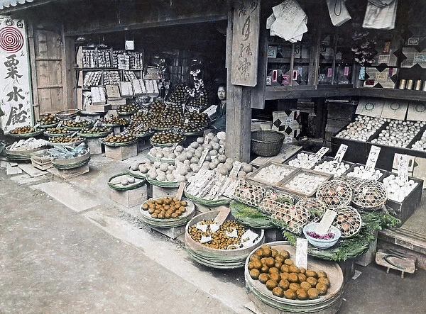 Fruit and vegetables stall, Japan, circa 1890