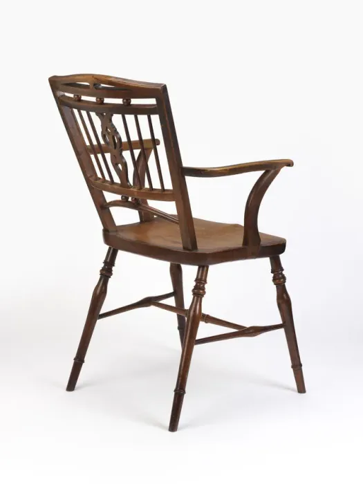 Framed Print : Fruitwood armchair with an elm seat and a heart-shaped spla Framed Print : Fruitwood armchair with an elm seat and a heart-shaped spla