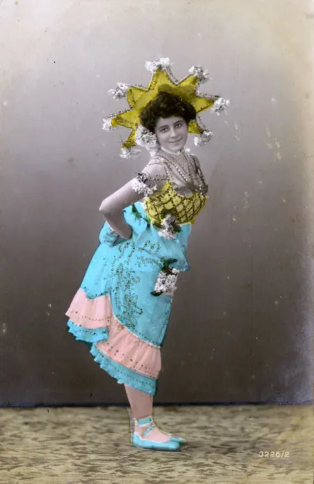 Framed Print : Fun card series of a British dancer in a wide-skirt costume Framed Print : Fun card series of a British dancer in a wide-skirt costume