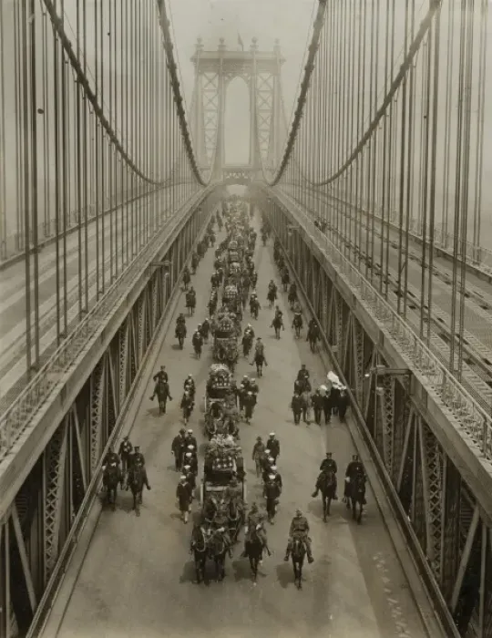 Framed Print : Funeral cortege of Vera Cruz dead passing over Manhattan Bri Framed Print : Funeral cortege of Vera Cruz dead passing over Manhattan Bri