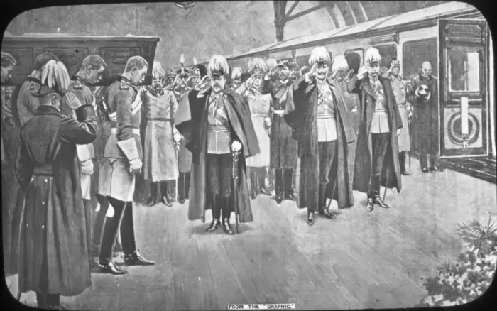 Framed Print : Funeral of Edward VII - (Royal) Mourners at Paddington Framed Print : Funeral of Edward VII - (Royal) Mourners at Paddington