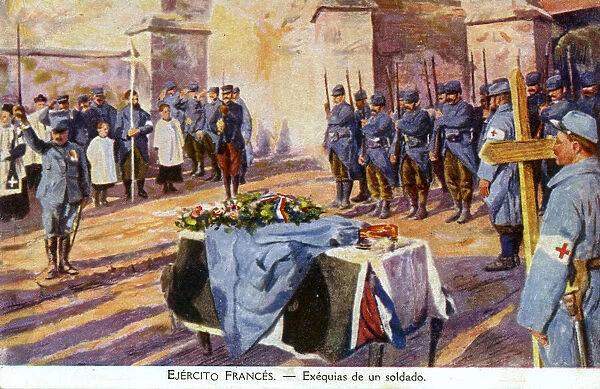 Funeral of a French soldier on the Western Front, WW1