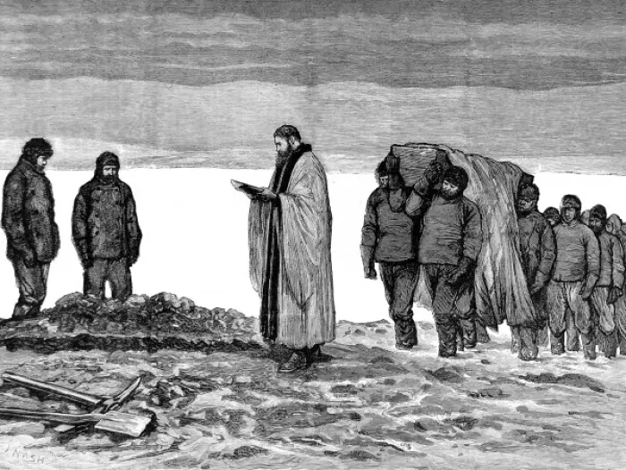 Framed Print : The Funeral of Hans Christian Petersen, British Arctic Exped Framed Print : The Funeral of Hans Christian Petersen, British Arctic Exped