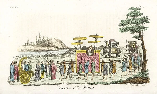 Funeral procession and cortege for a queen