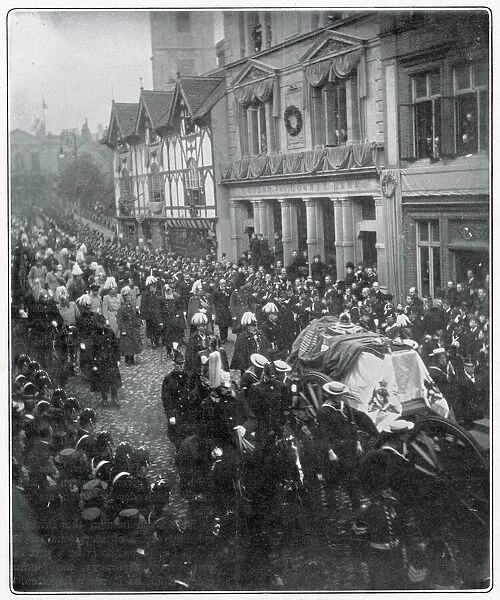The funeral procession of Queen Victoria passing through Windsor on its way to St