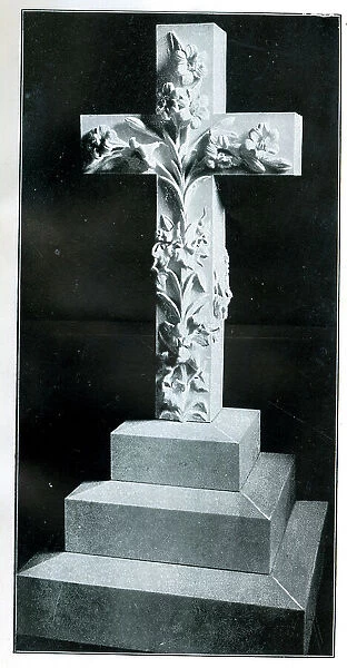 Funerary Monument - Cross with Flowers
