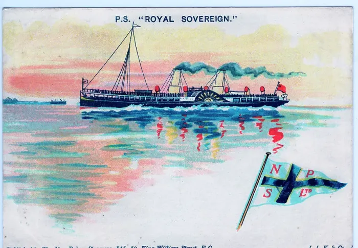 Framed Print : Two funnel paddle steamer Royal Sovereign Framed Print : Two funnel paddle steamer Royal Sovereign