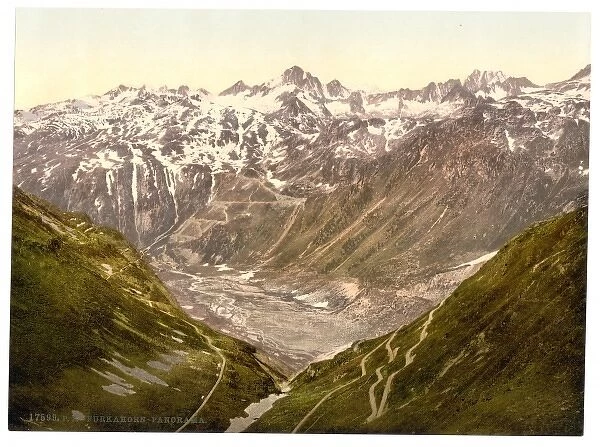 Furka Pass, general view from the Furkahorn, Bernese Oberlan