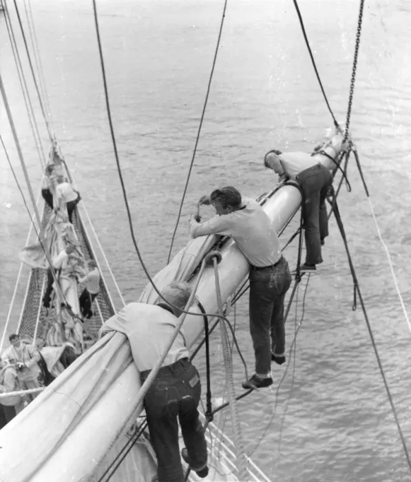 Framed Print : Furling the Mainsail on the Sorlandet Framed Print : Furling the Mainsail on the Sorlandet