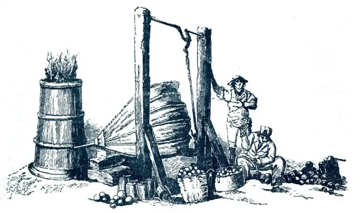 Framed Print : Furnace for making cannon balls in the days of Trafalgar Framed Print : Furnace for making cannon balls in the days of Trafalgar