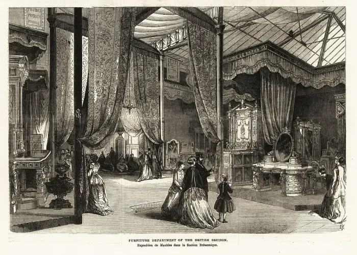 Framed Print : The furniture department, British booth, Paris Exposition 1867 Framed Print : The furniture department, British booth, Paris Exposition 1867