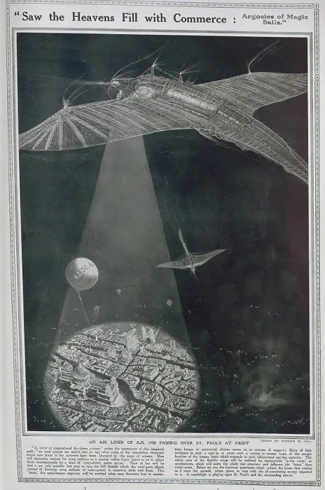 Framed Print : Futuristic airplane flying over St Pauls Framed Print : Futuristic airplane flying over St Pauls