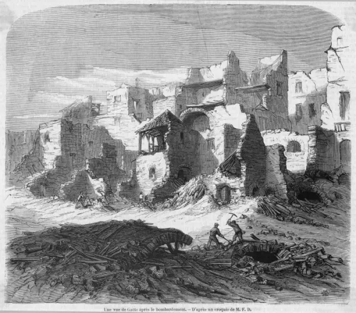 Framed Print : Gaeta Bombarded Framed Print : Gaeta Bombarded
