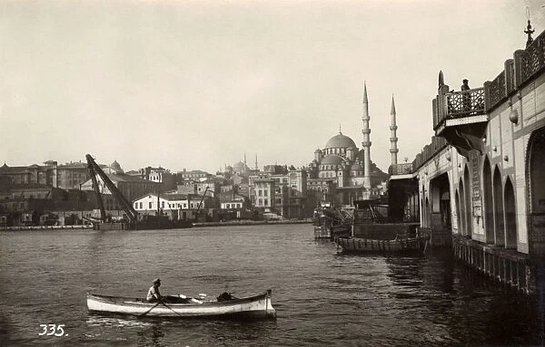 Galata Bridge, Istanbul, Turkey - view of Yeni Camii