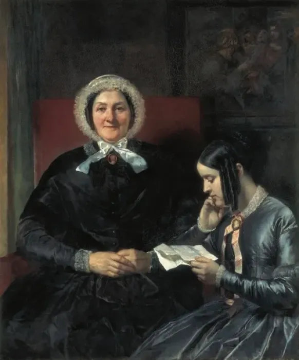 Framed Print : GALLAIT, Louis (1810-1887). The Mother and Sister Framed Print : GALLAIT, Louis (1810-1887). The Mother and Sister
