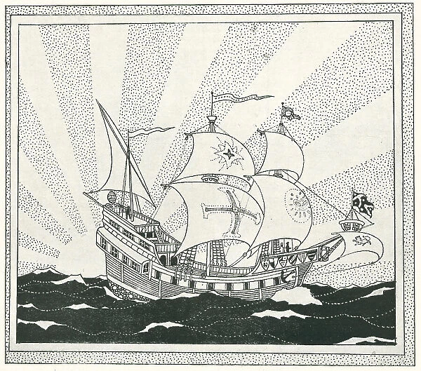 Galleon. An illustration of a large, imposing galleon ship