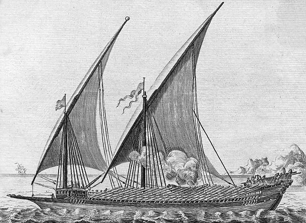 Galley under Sail. Galley under sail Date: circa 1730