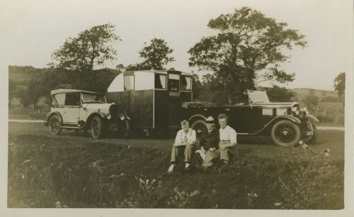 Framed Print : Galloway and Standard 10 Vintage Cars and Caravan Framed Print : Galloway and Standard 10 Vintage Cars and Caravan
