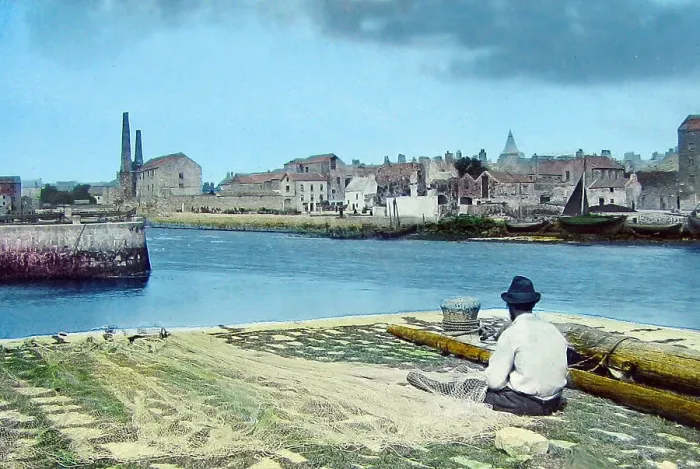 Framed Print : Galway harbour, hand coloured photo Framed Print : Galway harbour, hand coloured photo