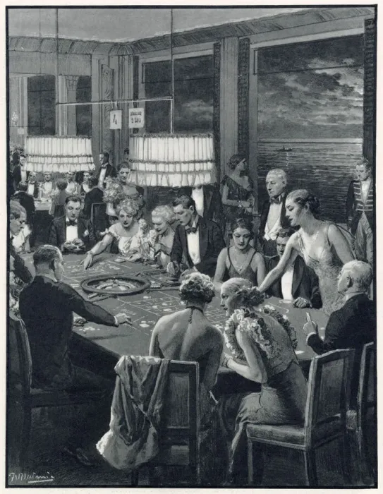 Framed Print : Gambling taking place on a terrace on a summers evening in Monte Carlo. Date: 1934 Framed Print : Gambling taking place on a terrace on a summers evening in Monte Carlo. Date: 1934