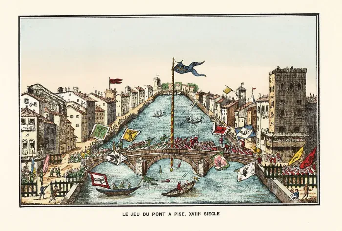 Framed Print : Game of the Bridge, Pisa, Italy, 18th century Framed Print : Game of the Bridge, Pisa, Italy, 18th century