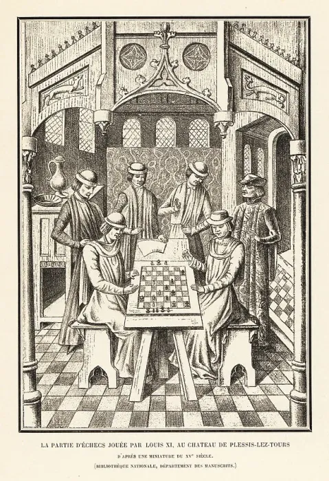 Framed Print : A game of chess at the Chateau de Plessis-lez-Tours, 1483 Framed Print : A game of chess at the Chateau de Plessis-lez-Tours, 1483