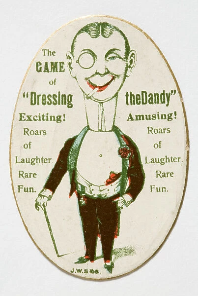Game Tag. Oval card for the game Dressing the Dandy, made