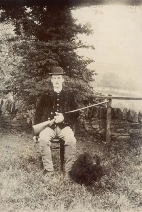 Framed Print : Gamekeeper & Dog Photo Framed Print : Gamekeeper & Dog Photo